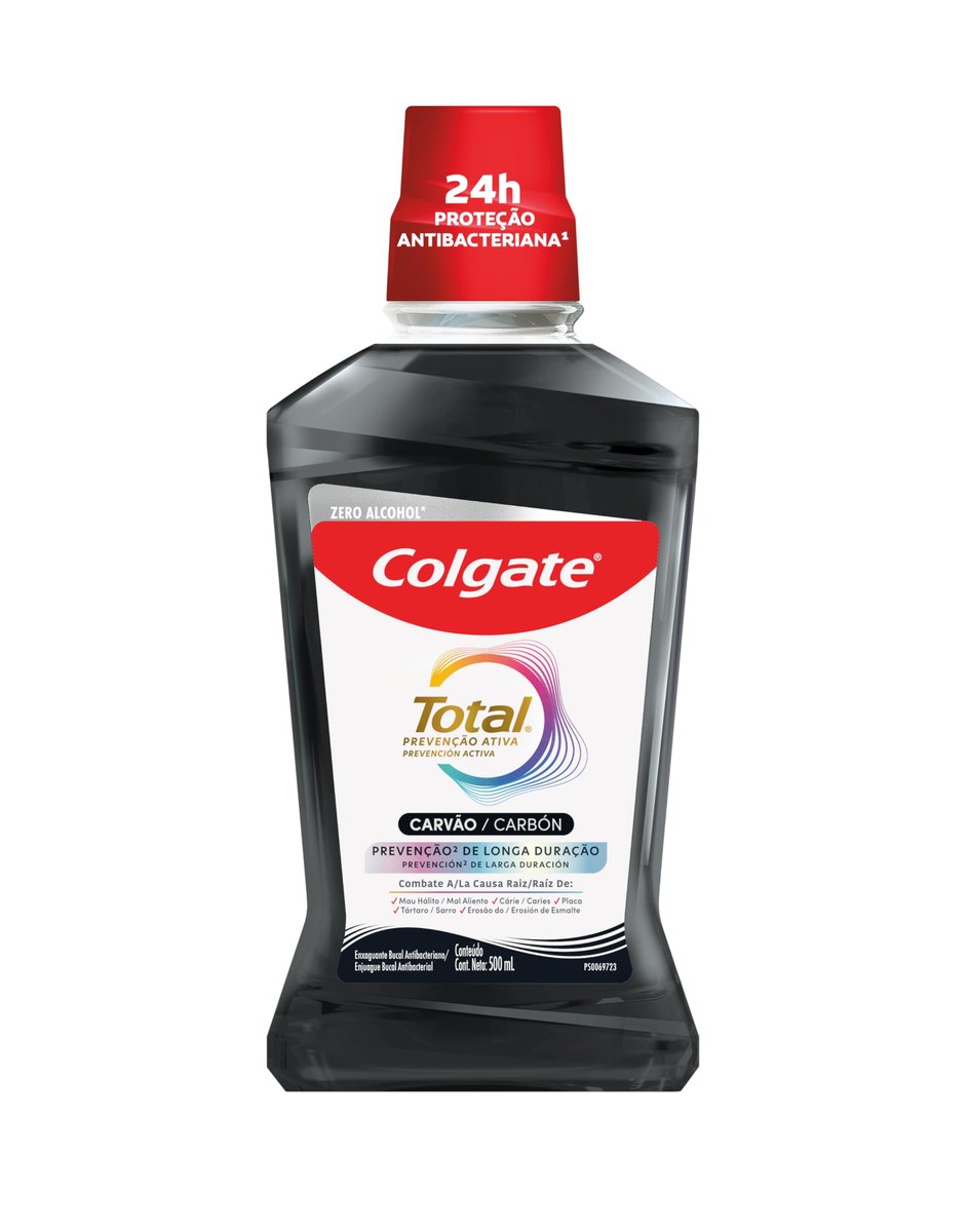Colgate Total Carvão Ativado Enxaguante Bucal Multibenefício, 500ml