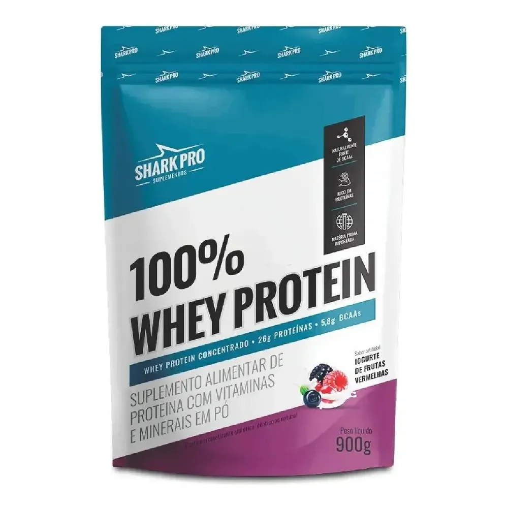 Whey Protein 100% Shark Pro Iogurte De Frutas Vermelhas 900g Frutas Vermelhas