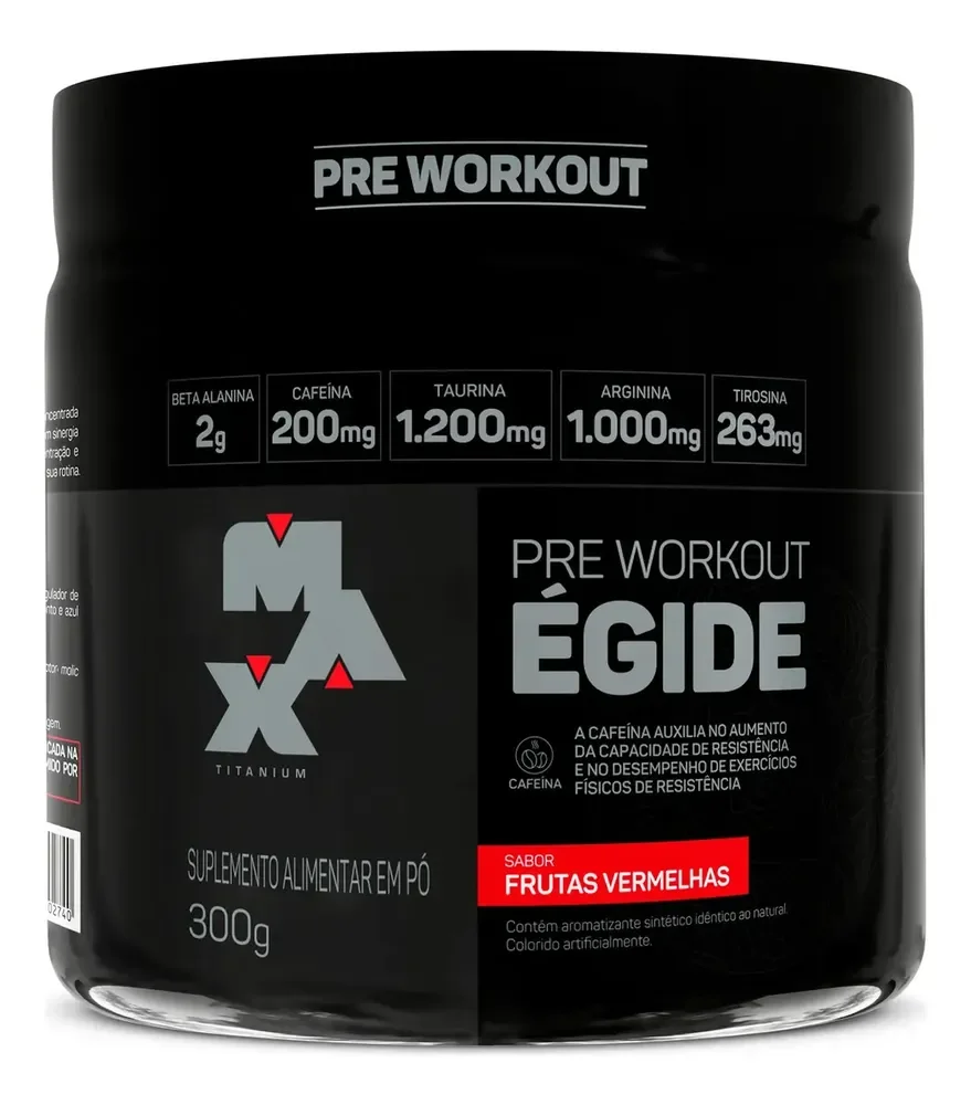 Pre treino Égide 300g Max Titanium Sabor Frutas vermelhas Suplemento Alimentar em Pó