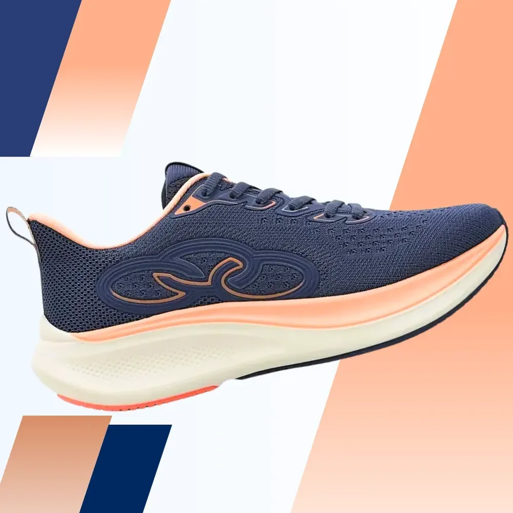 Tênis Corrida Olympikus Feminino Voa 3 Leve Flexível Azul/laranja 40 Br
