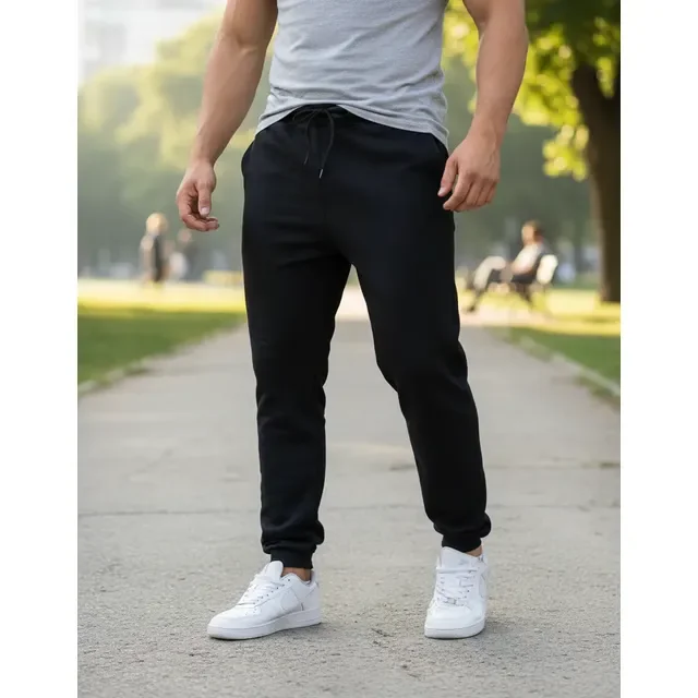 Calça Jogger Moletom Slim Com Bolso Masculino Adulto Básica