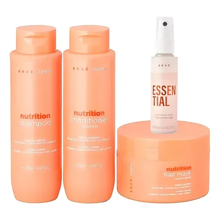 Kit Braé Stages Nutrition Shampoo,cond,másc + Essential 60ml