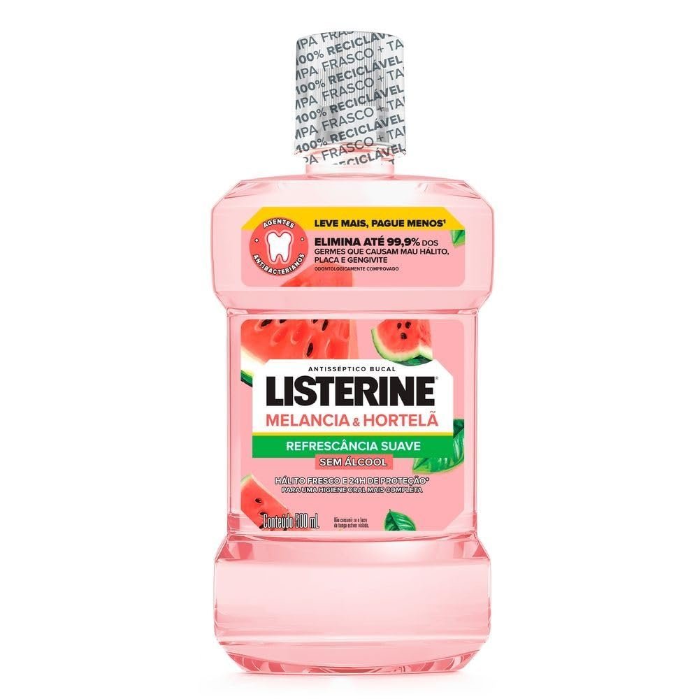 Enxaguante Bucal Listerine, Sem Álcool, Melancia e Hortelã, 500ml