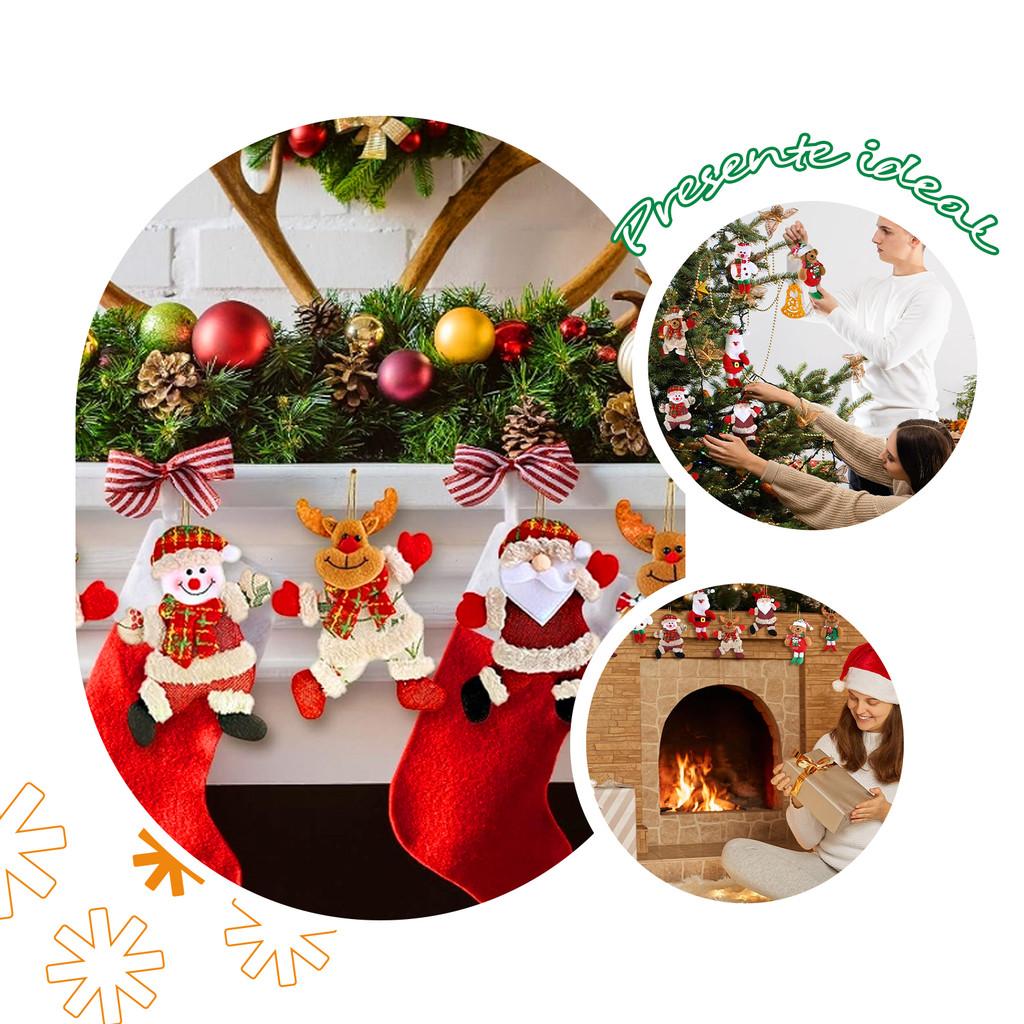 Enfeites de natal boneco papai noel rena decoração para árvore natalino boneco de neve ursinho