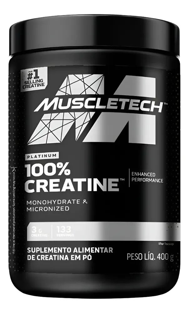 Creatina Monohidratada 100% Platinum Muscletech 400g Sem Sabor