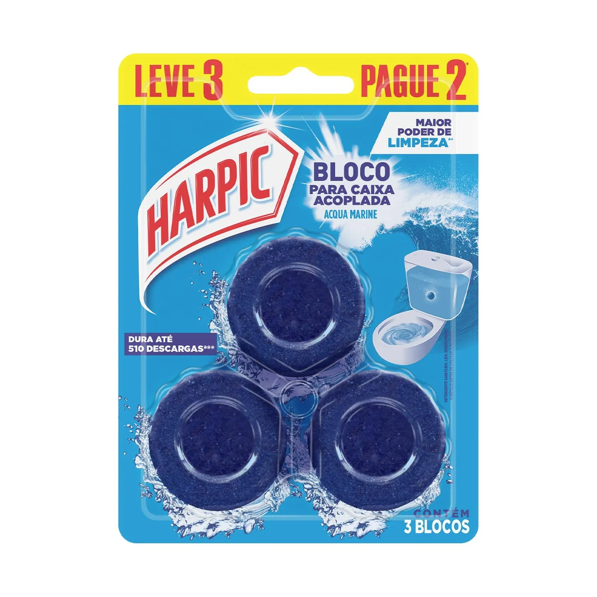 Harpic Bloco Sanitário para Caixa Acoplada Marine 3 unidades