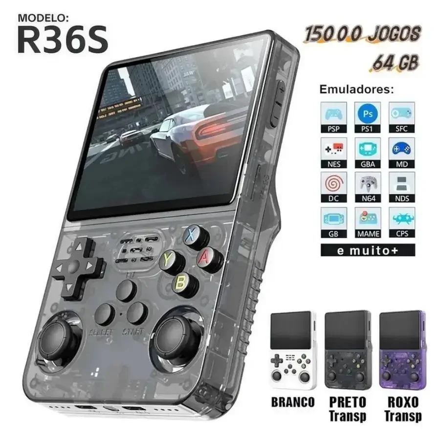 CONSOLE RETRÔ PORTÁTIL R36S +15.000 JOGOS CLÁSSICOS EM UM SÓ DISPOSITIVO!