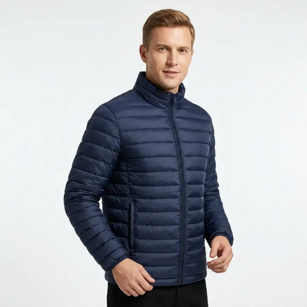 Jaqueta Puffer Bobojaco Masculina Conforto E Estilo Azul-marinho G Liso