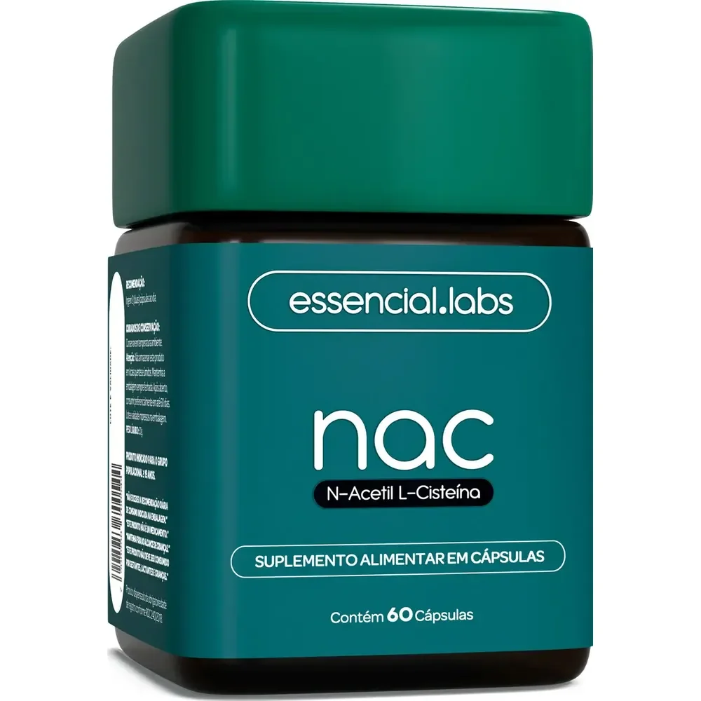 Nac 600mg - Fórmula Exclusiva Com Máxima Concentração E Pureza - N-acetil L-cisteína - 60 Cápsulas Sem Sabor