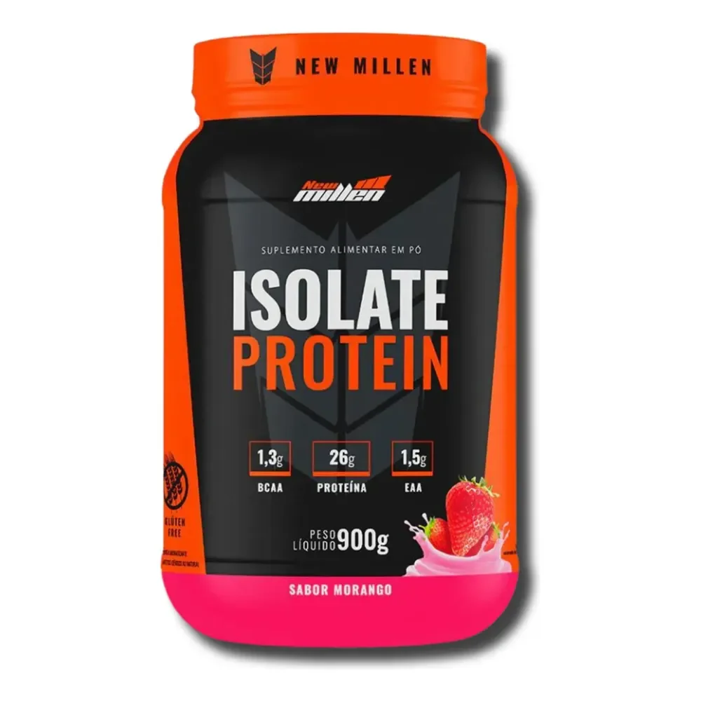 Whey Protein Isolate 900g New Millen Sabor Morango