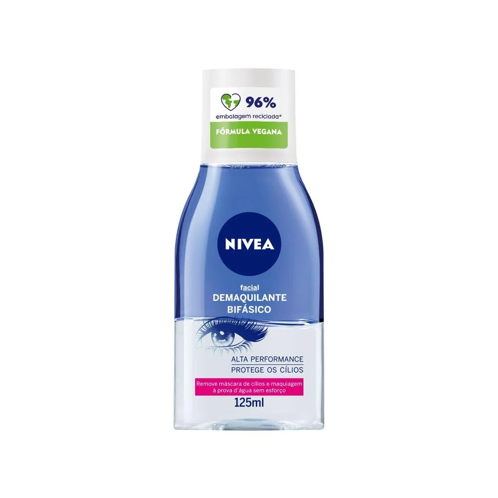 NIVEA Demaquilante Bifásico 125ml, Remove Maquiagem à Prova D'água, Protege Cílios, Gentil com a Pele