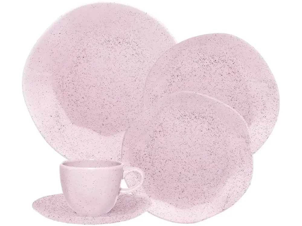 Aparelho de Jantar Chá 20 Peças Oxford Redondo Cerâmica Rosa Pink Sand