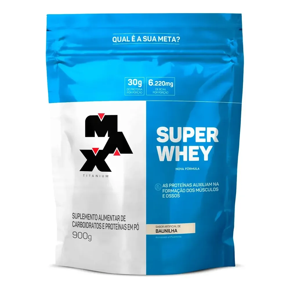 Super Whey Protein Refil 900g Max Titanium - Sabor Baunilha