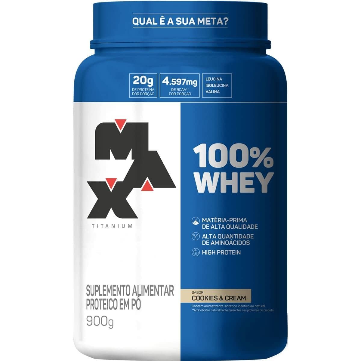 100% Whey (900g) - Cookies and Cream - Max Titanium, Max Titanium