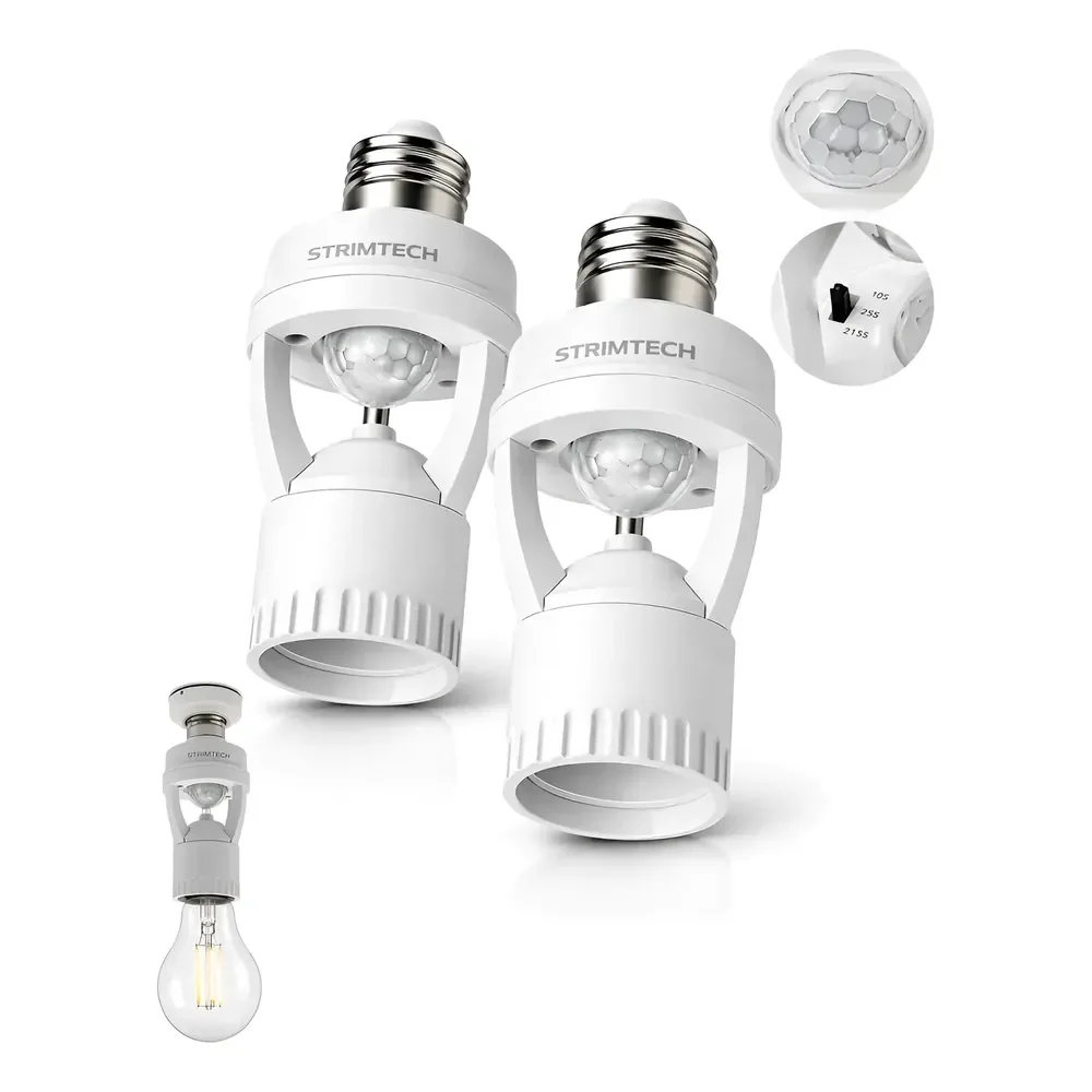 Kit 2 Sensores De Presença Iluminação Lâmpada Soquete E27 Branco