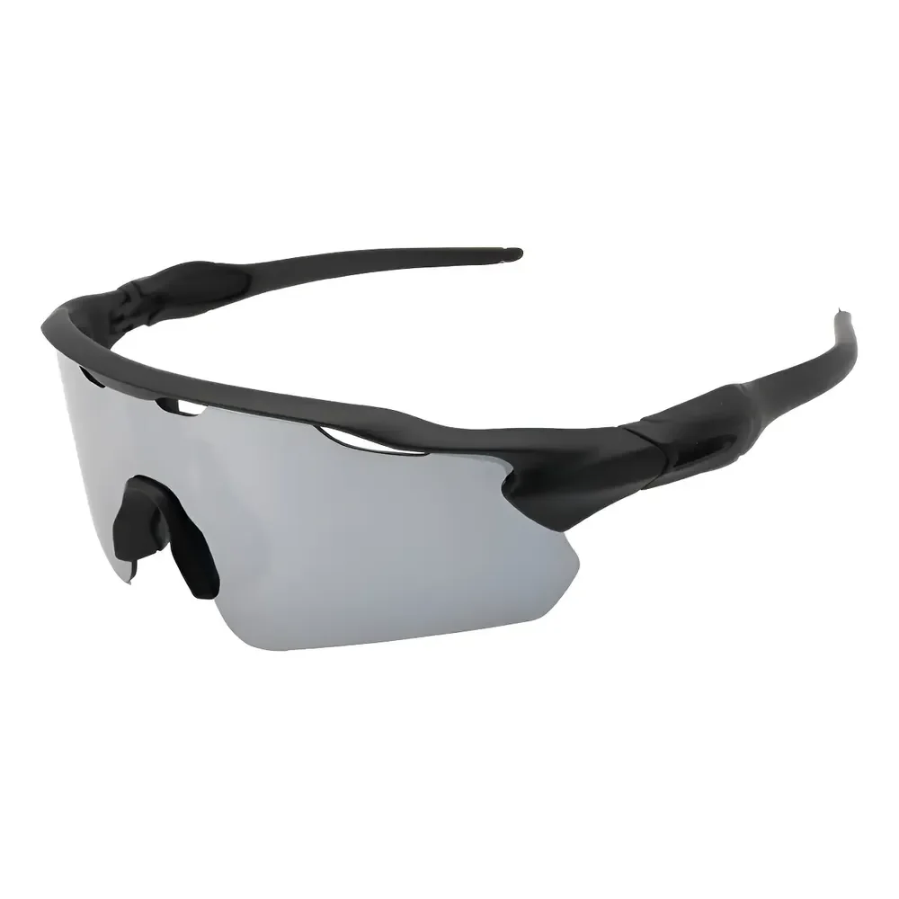 Óculos Esportivos Ciclismo Corrida Bike Uv400 Polarizado Preto E Prata Espelhado