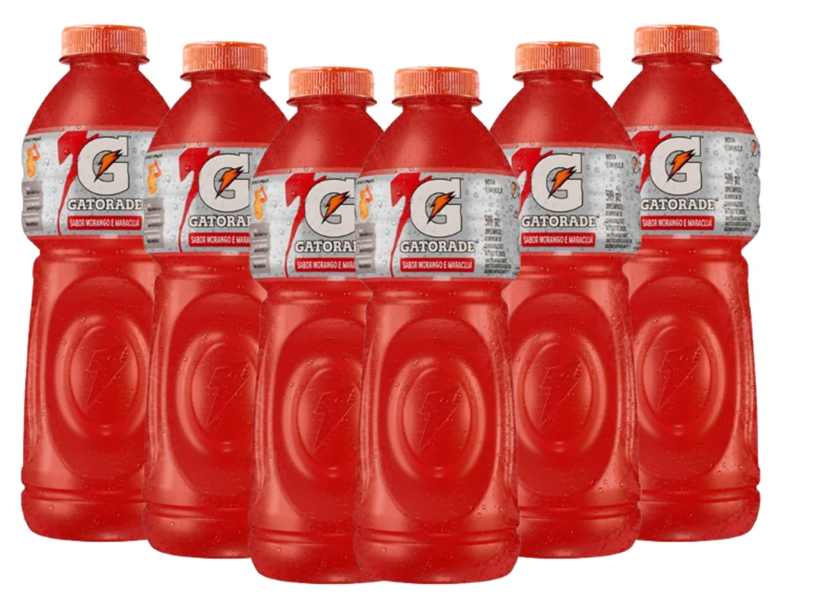 Isotônico Gatorade Morango com Maracujá, Garrafa 500ml, Pack com 6 unidades