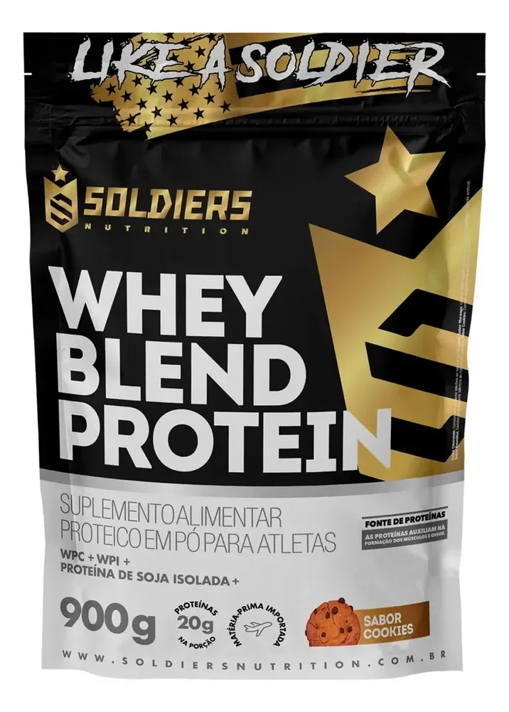 Whey Blend Protein Concentrado e Isolado 900g Sabor Cookies Soldiers Nutrition