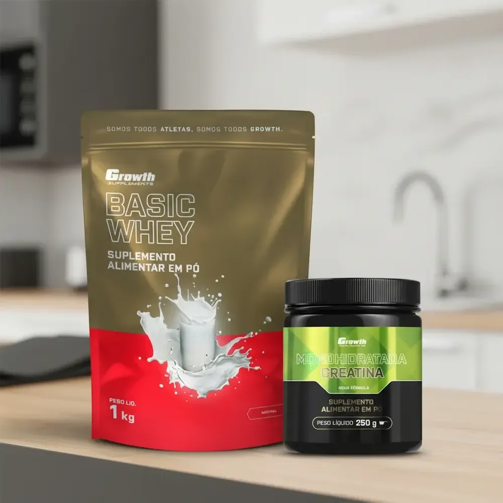 Kit Growth: Whey Protein Basic Natural 1kg + Creatina Monohidratada 250g