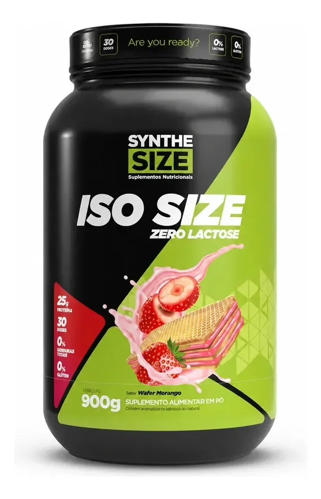Iso Size Zero Lactose 900g Whey Isolado - Synthesize Sabor Wafer Morango