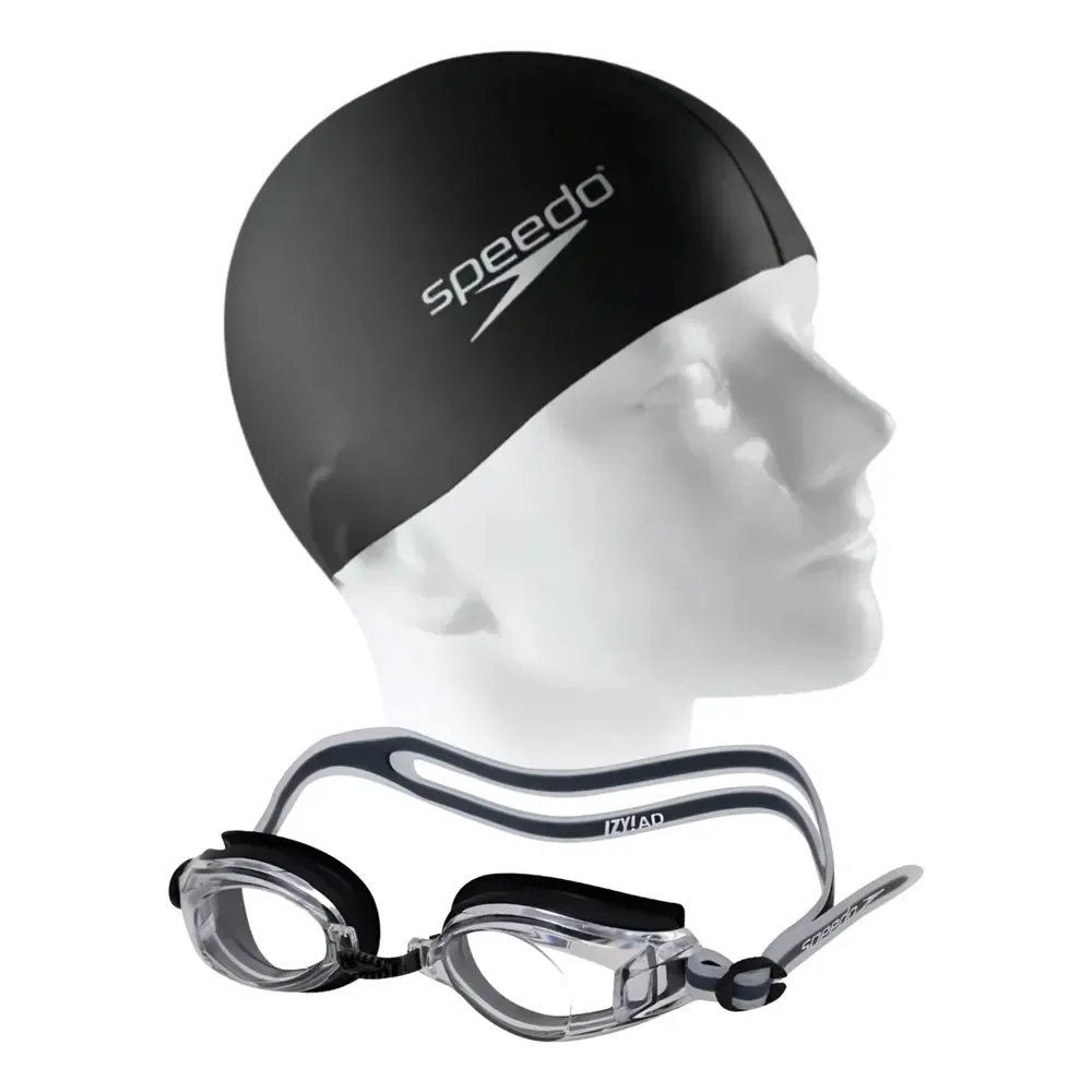 Óculos De Natação Speedo Izy! Ad + Touca Silicone Preto