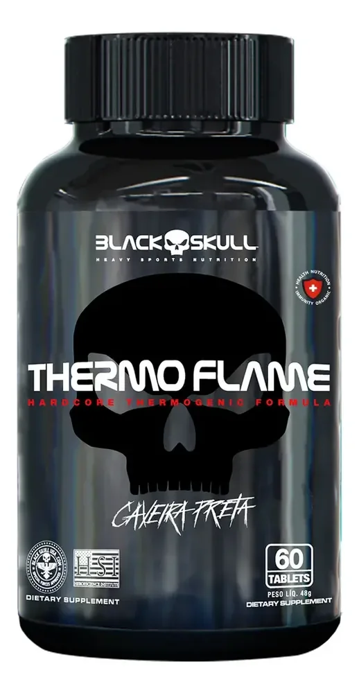 Termogênico Black Skull THERMO FLAME Caveira 360mg 60 Tabletes - Sem Sabor