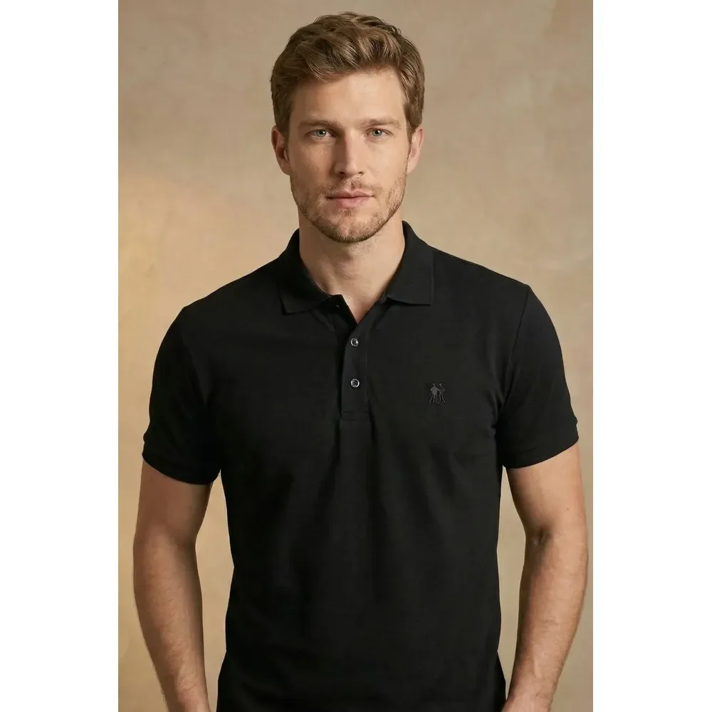 Polo Piquet Lisa Com Botão Polo Wear Preto Preto M