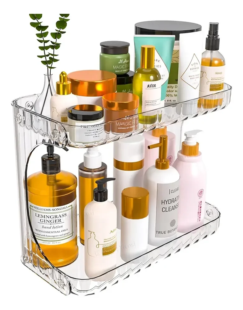 Organizador De Maquiagem 2 Andares Cosméticos Multiuso Transparente