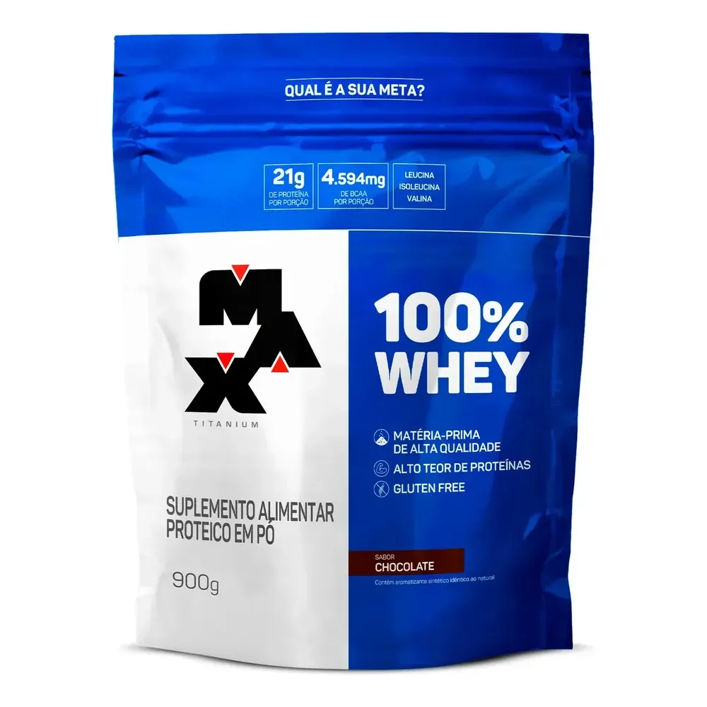 Whey 100% Max Titanium Whey Concentrado 900g Chocolate