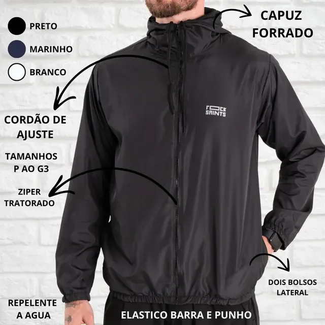 Jaqueta Casaco Corta Vento Rock Saints Liso