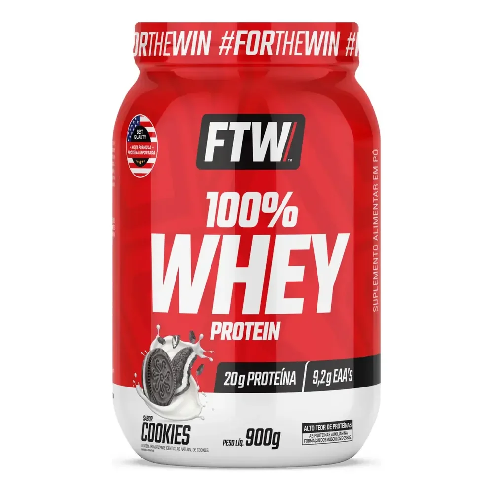 Whey Protein 100% Concentrado Pote 900g Sabor Cookies - Ftw Biscoitos
