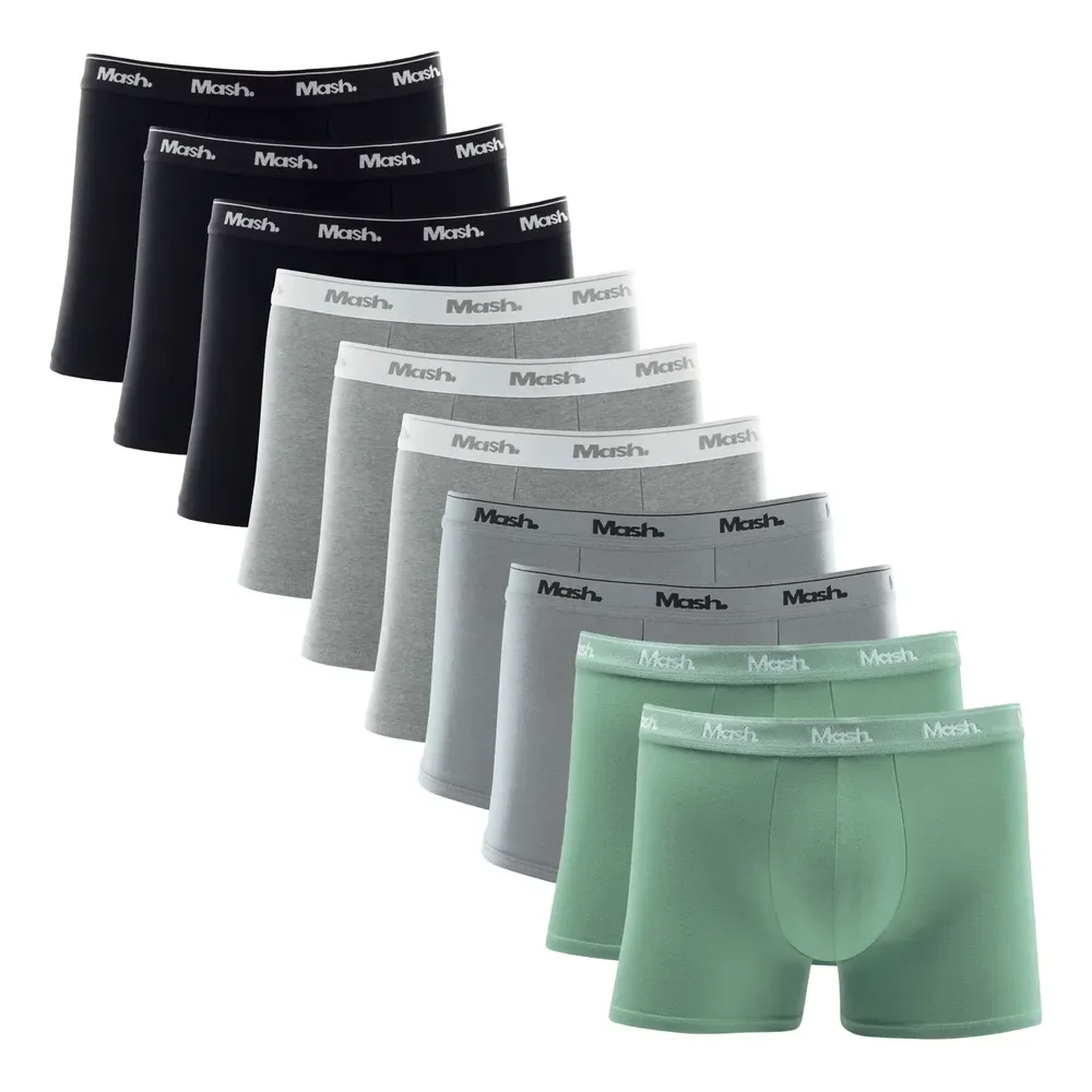 Kit 10 Mash Boxer Masculino  Boxer Cotton 110.20 Preto / Cinza / Cinza Escuro / Verde M