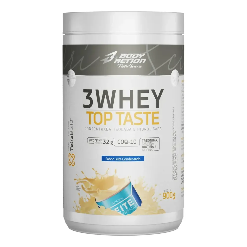 Whey 3w Top Taste 900g (concentrado-iso-hidro) - Bodyaction Sabor Leite Condensado
