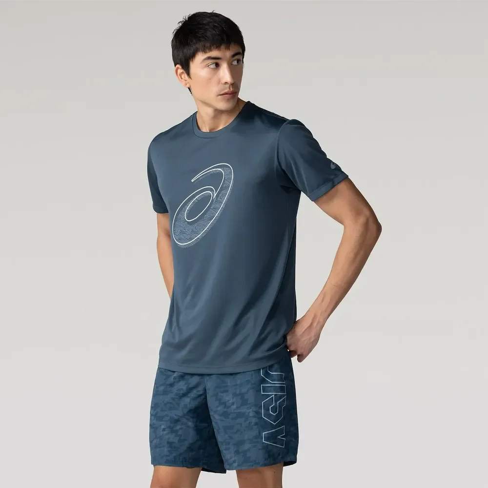 Camiseta Asics Ls Mp Estampada - Masculino Azul Gg