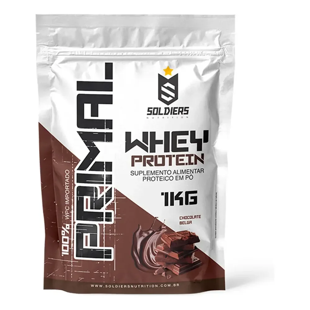 Whey Protein Primal 1kg - Soldiers Nutrition Sabor Chocolate Belga