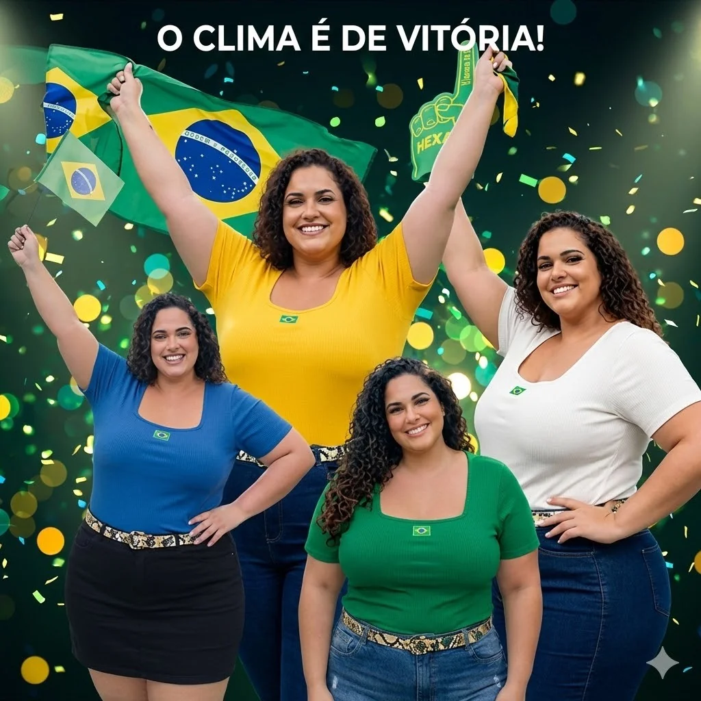 Blusa Decote Quadrado Bandeira do Brasil Copa Look do Hexa BrasilCore Blusa do Brasil Ribana Premium