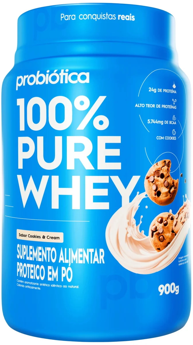100% Pure Whey (900g), Cookies & Cream, Probiótica