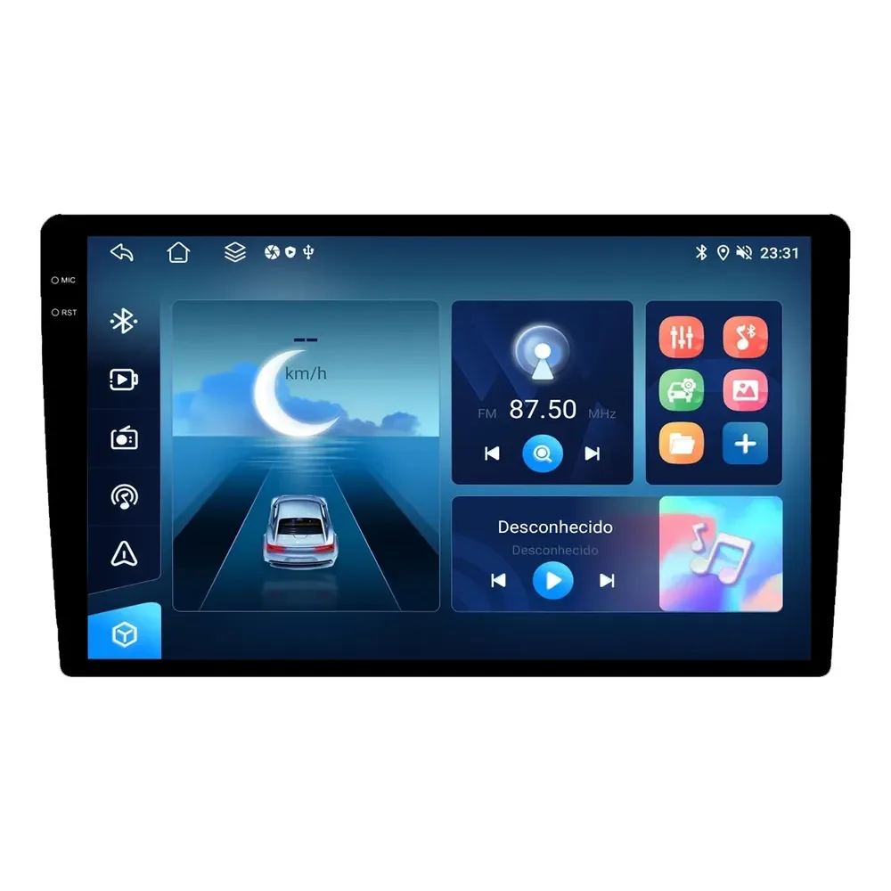 Multimidia Universal 9p Octacore Android Carplay 4/64gb Preto