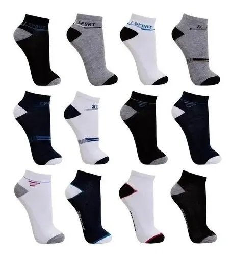 Kit 12 Pares Meia Premium Cano Curto Tamanho Especial 38ao44 Variadas 38-44