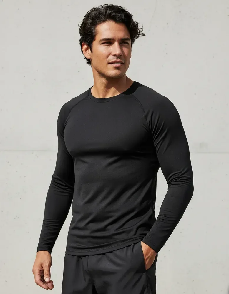 Camisa Poliamida Uv Tecnologica Longa Treino Alto Padrão Preto - Longa G