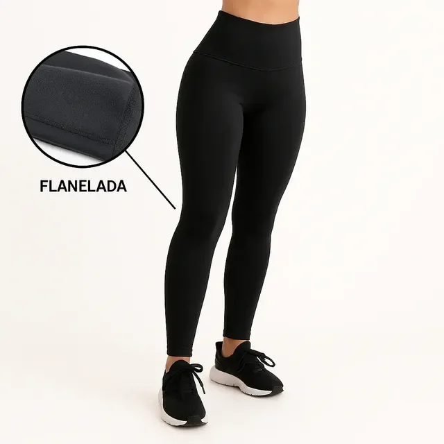 Calça Legging Feminina Suplex Térmica Cós Alto Peluciada