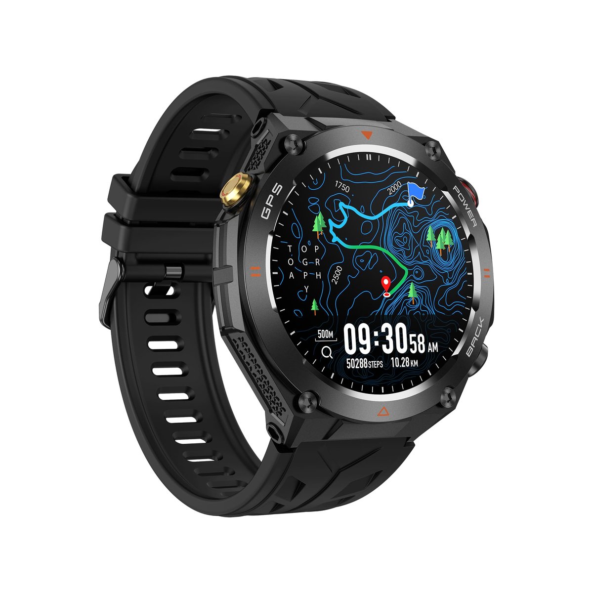 Smartwatch GPS Ultra Fino Chamada Bluetooth IA 1.45” 412 * 412 Esportivo 107 Modos Relógio Inteligente, FB052 Preto