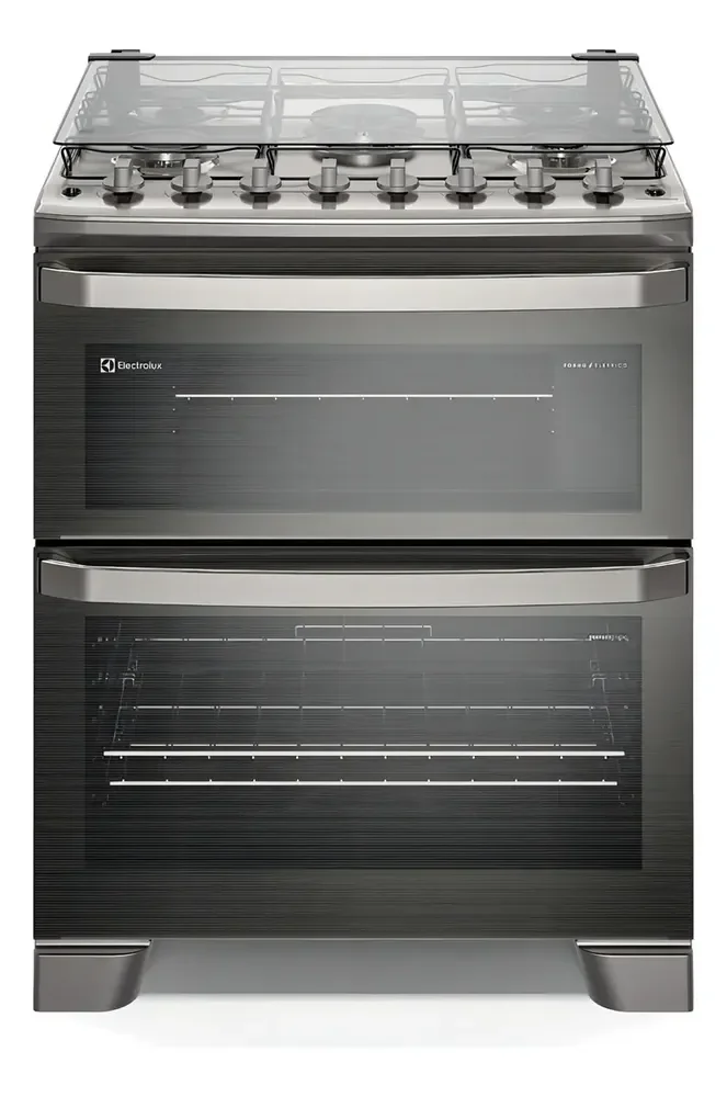 Fogão 5 bocas Electrolux Cinza Experience com Duplo Forno, PerfectCook360 e Vapor Bake FE5DC