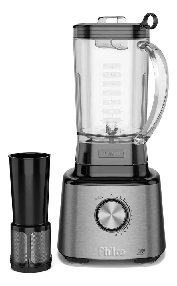 Liquidificador Philco Plq2100pi 12 + Turbo 3l 1200w Cor Prateado