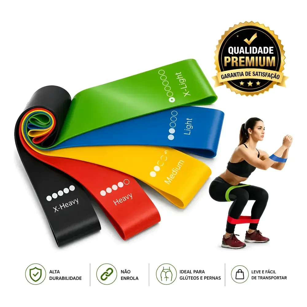 Kit 5 Faixa Elastica P/ Treino Extersor Super Band Academia