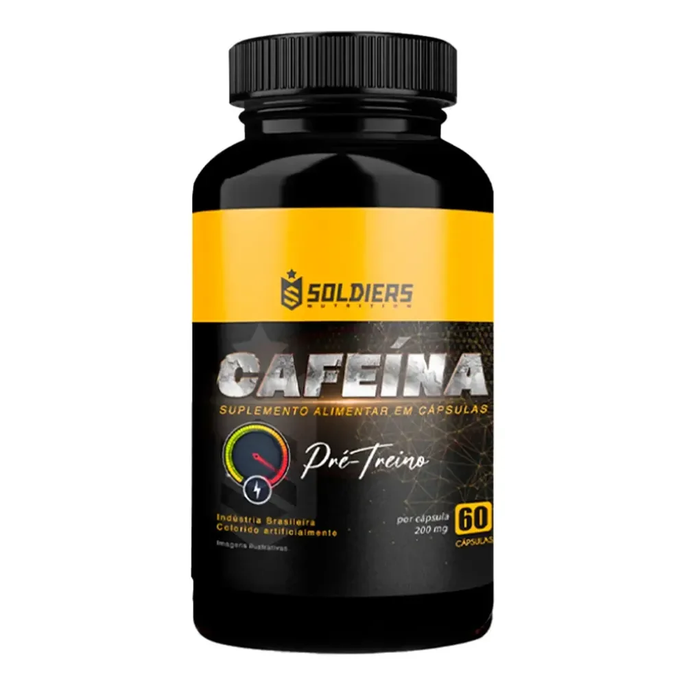 Termogênico Cafeína 60 Caps 200mg 100% Pura Soldiers Nutrition Energia Definição Corporal Natural