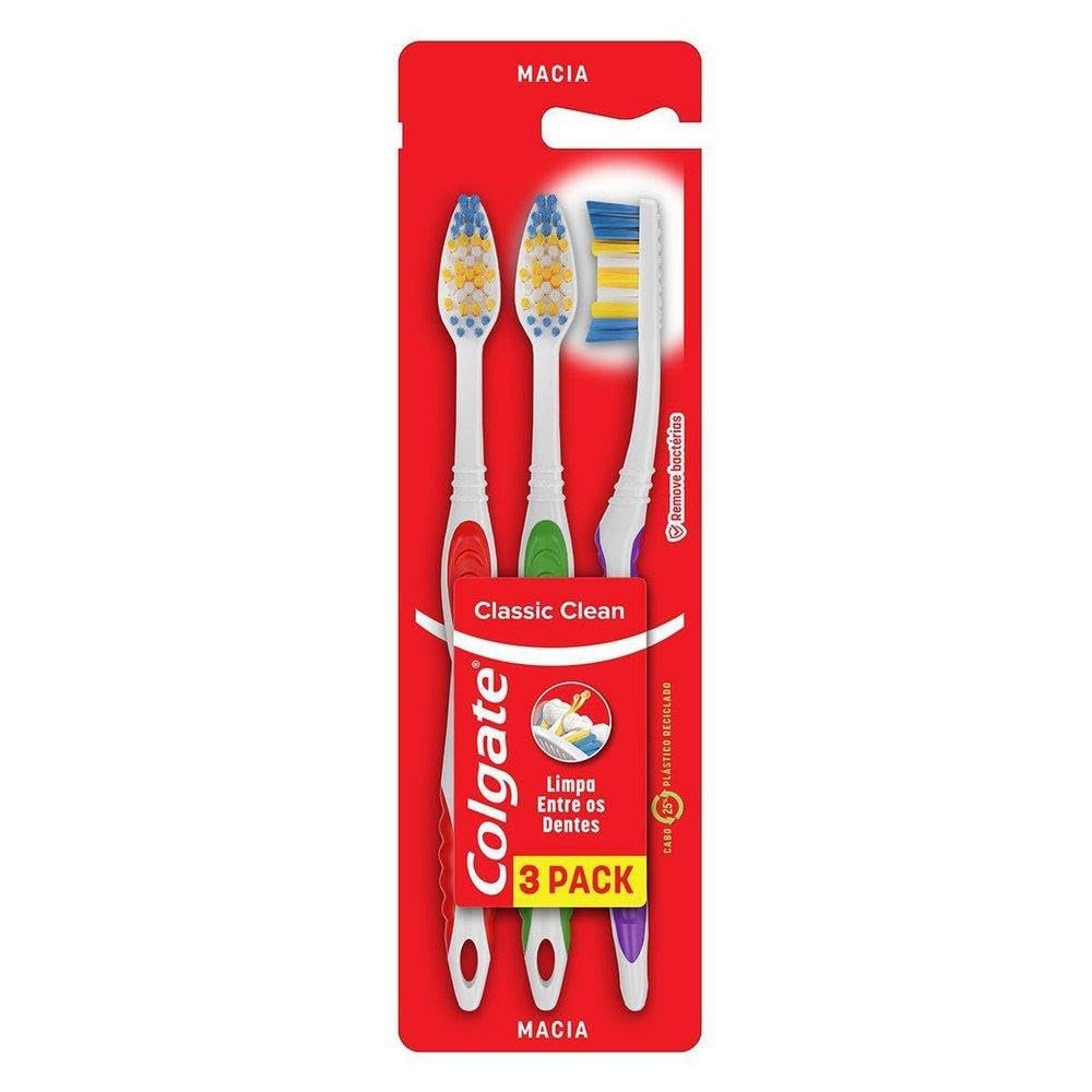 Escova de Dente Colgate Classic Clean 3 unid Promo c/Desconto