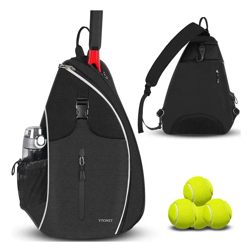 Mochila Raqueteira Beach Tennis, Bolsa De Tênis Transversal Para Raquete, Bolsa De Padel Grande Com Compartimento Separado, Antirroubo E Impermeável, Versátil Para Tênis, Badminton, Ytonet 1340 Preto