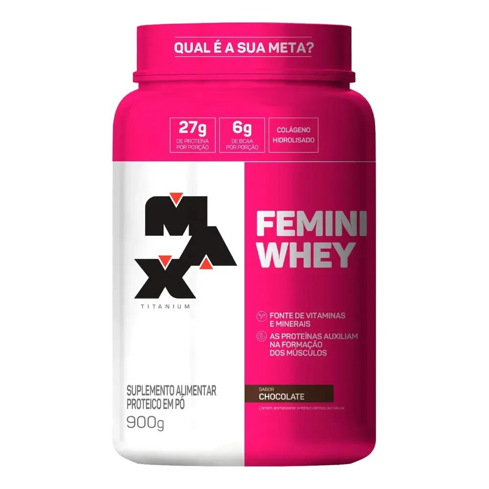 Femini Whey Protein Com Colageno 900g Max Titanium Chocolate Chocolate