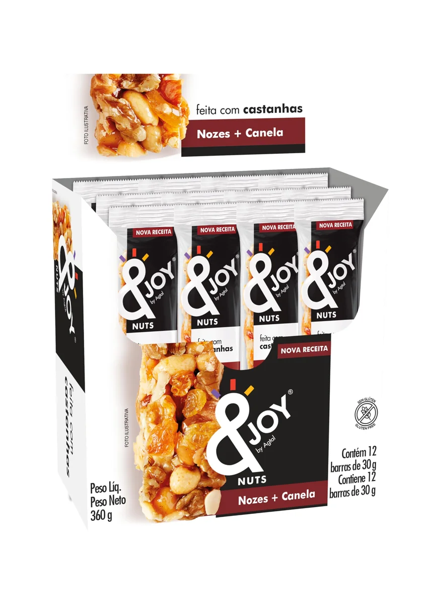 Barra de Nuts Enjoy - Sabor Nozes e Canela - Display com 12 unidades